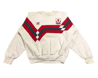 Liverpool Football Club Adidas Sweatshirt | Vintage 80s Retro Sportswear White