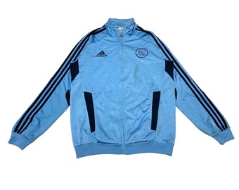 AFC Ajax Adidas Trainingsjacke | Vintage Niederländische Fußball Sportbekleidung Blau VTG