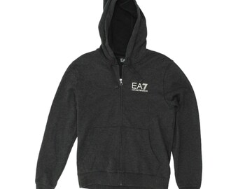 EA7 Emporio Armani Mens Grey Full Zip Hoodie | Designer Sportswear Hoody VTG