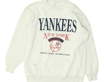 New York Yankees Mens Grey Sweatshirt | Vintage 90s MLB Baseball Sportswear VTG