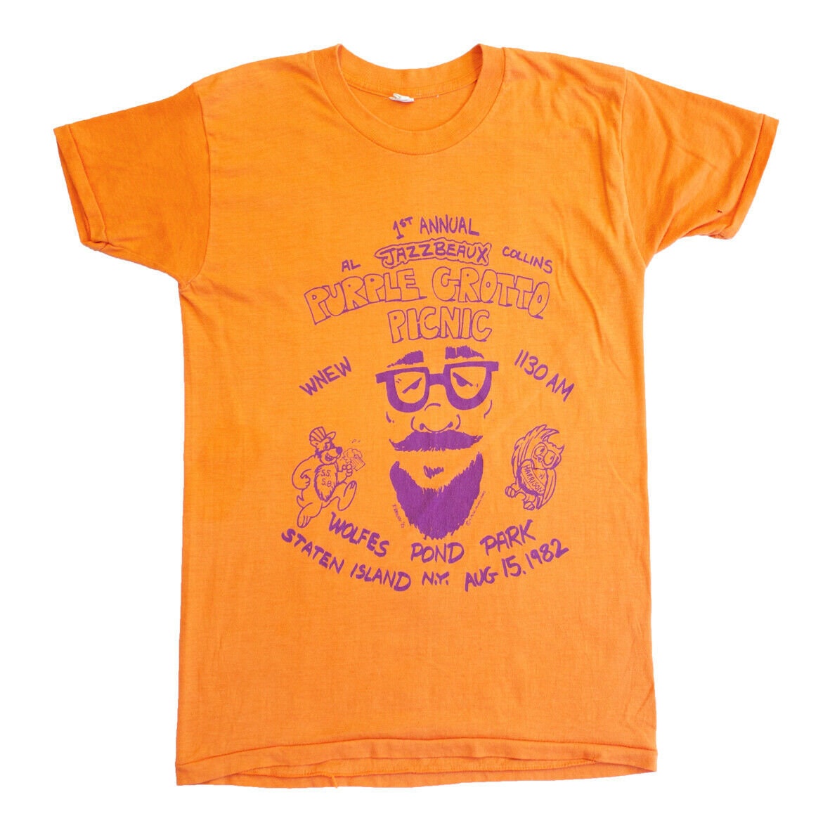 Image of Al Jazzbeaux Collins Purple Grotto Picnic 1982 Tshirt | Vintage 80S Music Event