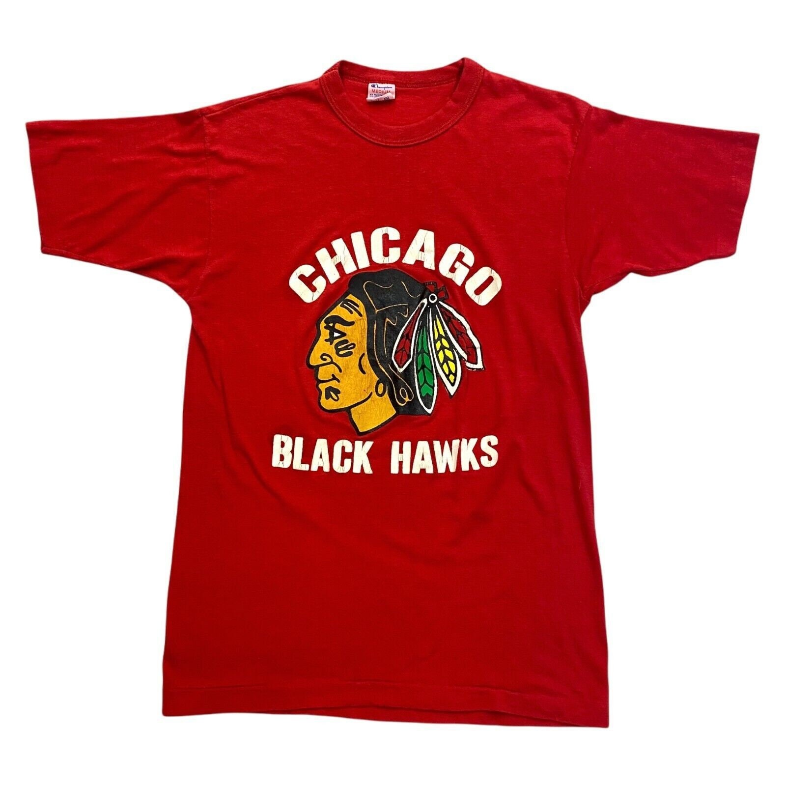 StranStarsBest 80s Vintage Chicago Black Hawks Blackhawks NHL Hockey Long Sleeved Shirt - Medium
