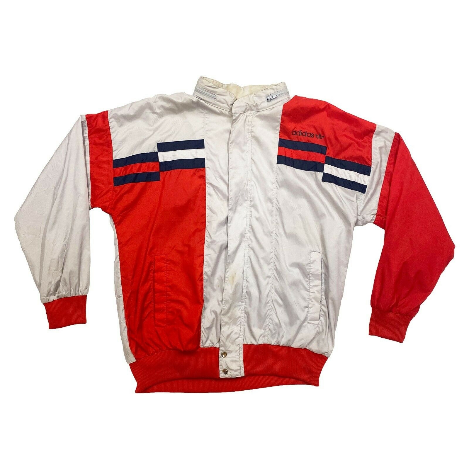 Image of Adidas Track Jacket | Vintage 90S Retro Sportswear Tracksuit Top Grey Red Vtg
