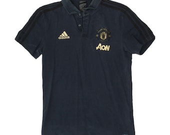 Polo Manchester United Adidas Aon Bleu Marine Pour Homme | Vêtements de sport de football décontractés