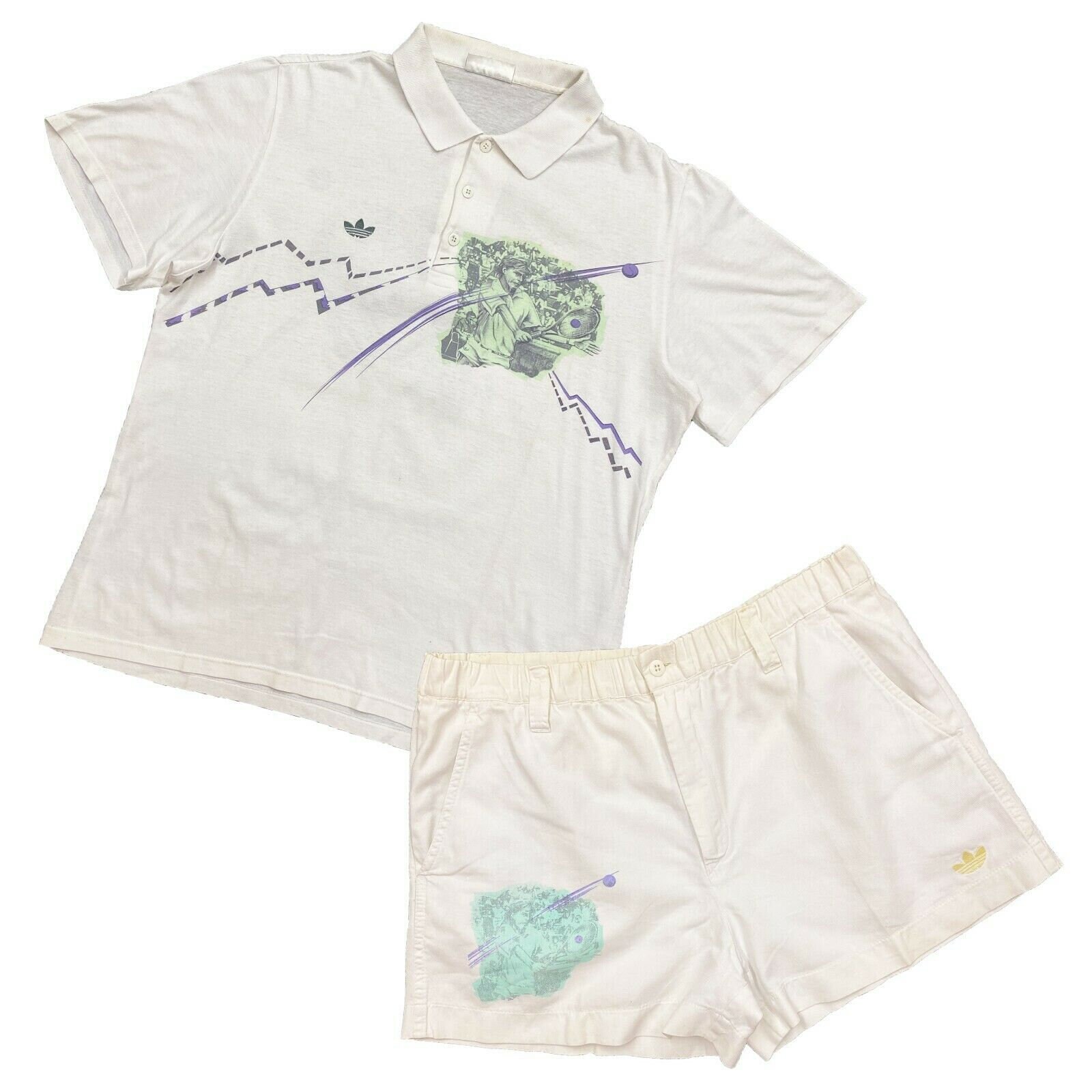 Image of Adidas Originals Tennis Polo Shirt & Shorts Set | Vintage 90S Sportswear Vtg