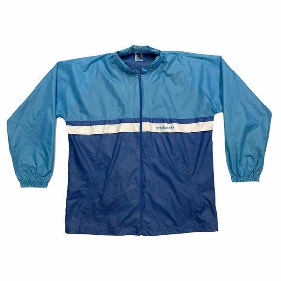 Adidas Lightweight Rain Jacket | Vintage 90s Retro Tracksuit Sportswear Blue Vtg