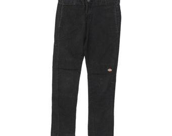 Dickies Mens Skinny Straight Black Trousers | Vintage 90s Workwear Cotton VTG