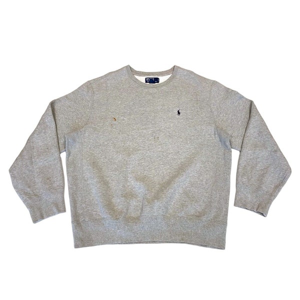 Polo By Ralph Lauren Embroidered Logo Sweatshirt | Vintage 90s Designer Grey XL