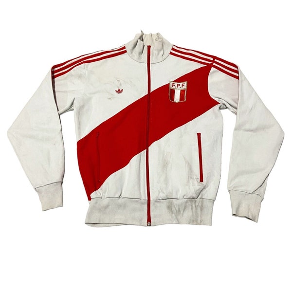 Adidas Originals Peru Track Jacket / Vintage Football Sportswear Blanco VTG