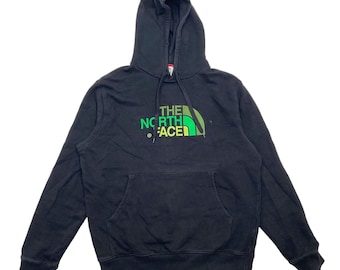 The North Face Big Embroidered Logo Pullover Hoodie | Vintage Designer Black