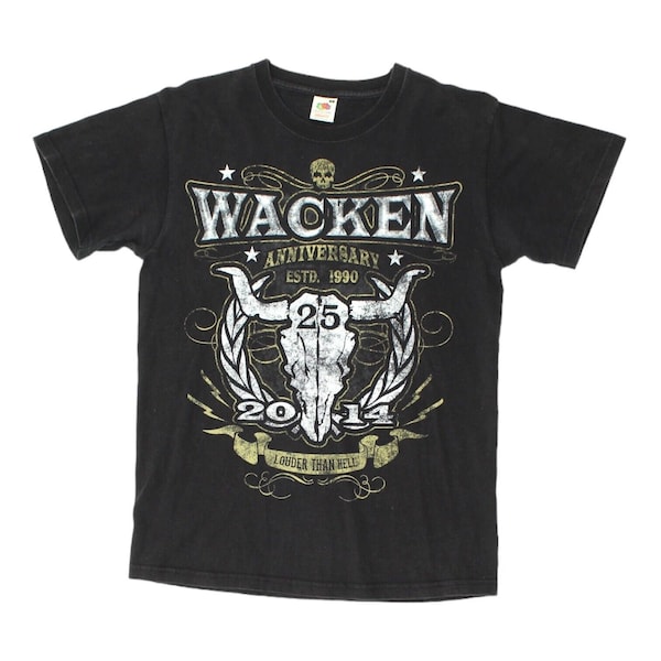 Wacken Open Air 2014 Herren Schwarzes Tshirt | Vintage Heavy Metal Musikfestival