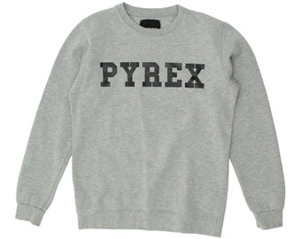 Pyrex Vision Spell Out Logo Mens Grey Sweatshirt | Designer Street Wear VTG