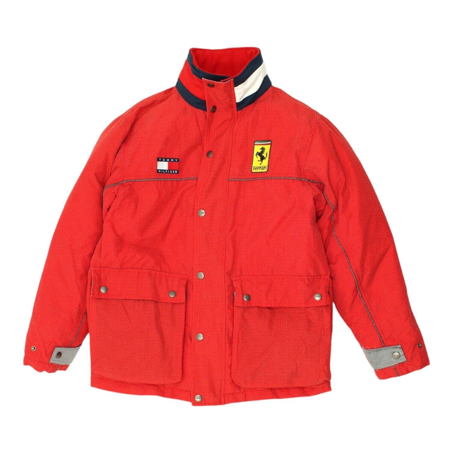 Ferrari Tommy Hilfiger Mens Red Padded Jacket Designer Motorsports