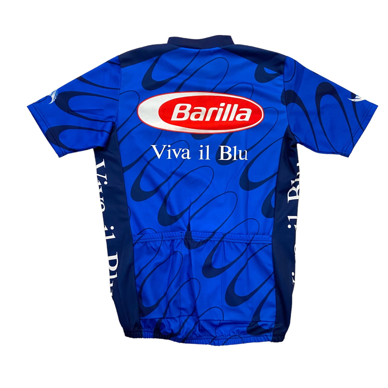 Barilla Viva Il Blu Cycling Jersey | Vintage 90s Biking Sportswear Blue Vtg