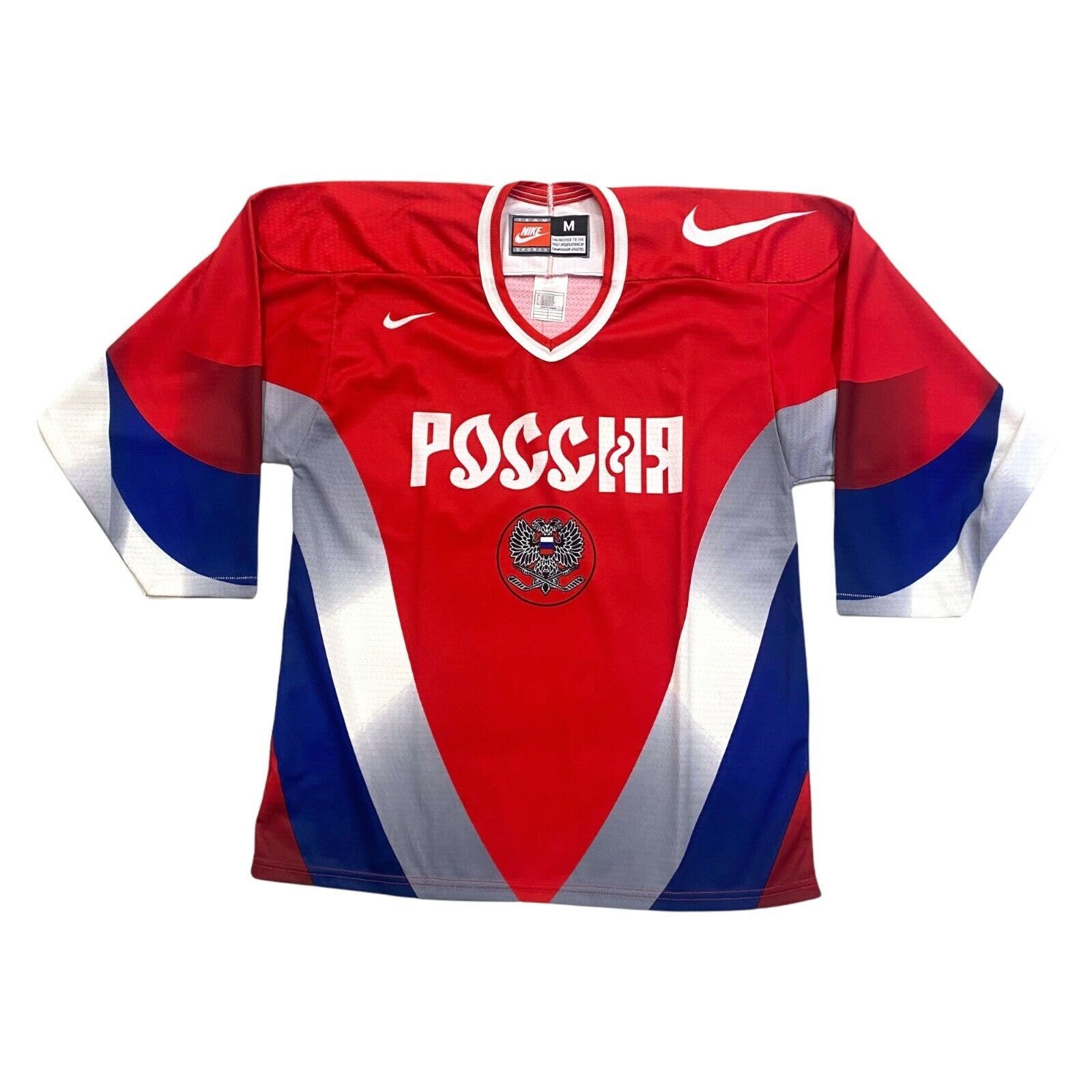 Vintage 90s Nike Russian Hockey Jersey Mens SZ L Olympic IIHF Россия Джерси  B1