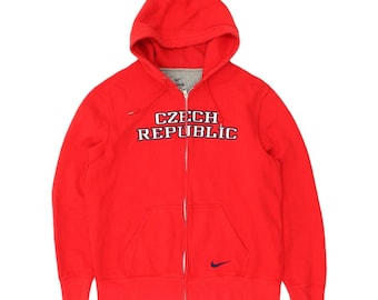 Repubblica Ceca Spiega la giacca Nike da uomo rossa con zip intera / abbigliamento sportivo VTG