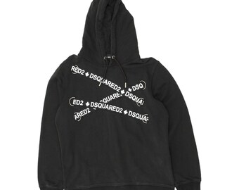 Dsquared2 Mens Black Pullover Tape Hoodie | Designer Sportswear Hoody VTG