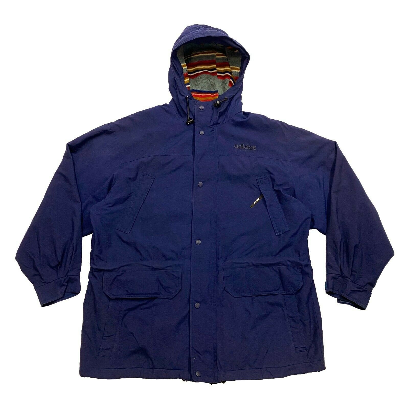 Image of Adidas Adventure Jacket | Vintage 90S Sports Brand Outdoors Wear Coat Navy Vtg