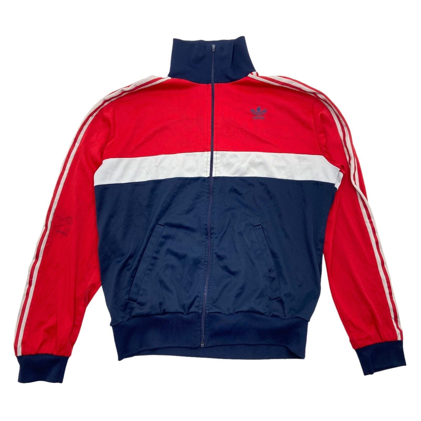 ADIDAS SPORT JACKET TRACK TOP VTG MADE IN YUGOSLAVIA 80s RED D4 SMALL RETRO  BLUE