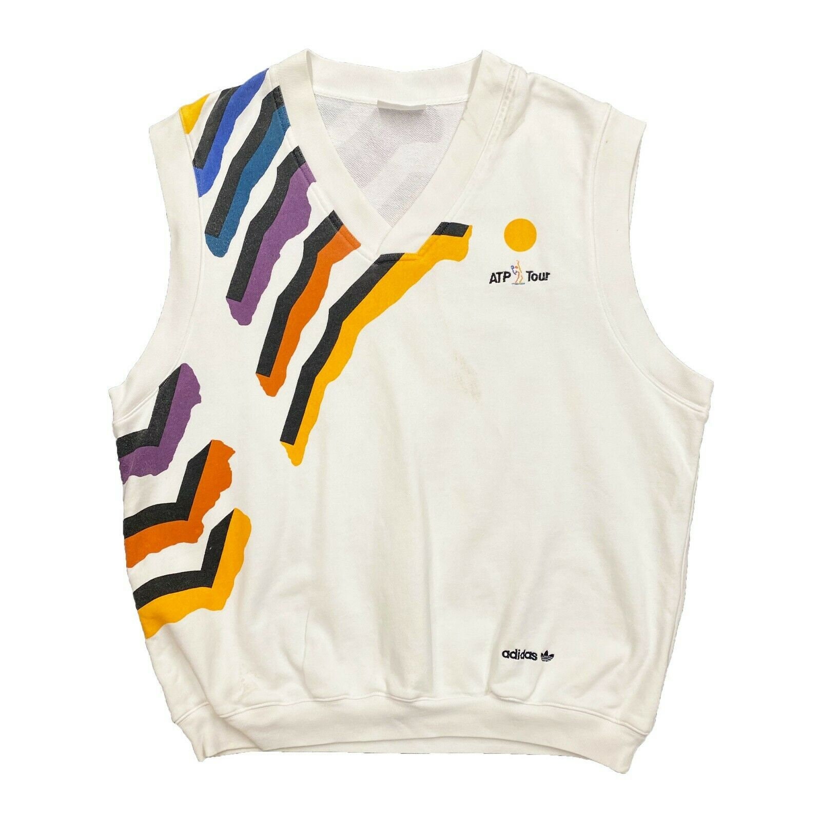 Image of Adidas Originals Atp Tour Sweater Vest | Vintage 90S Tennis Sportswear White Vtg