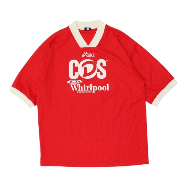 Asics Mens Red Number 7 Football Shirt | Vintage 90s Retro Sportswear VTG