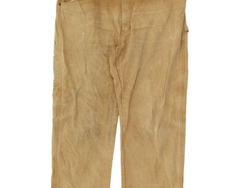 Dickies Carpenter Jeans | Vintage Designer Workwear Hammer Loop Trousers Beige