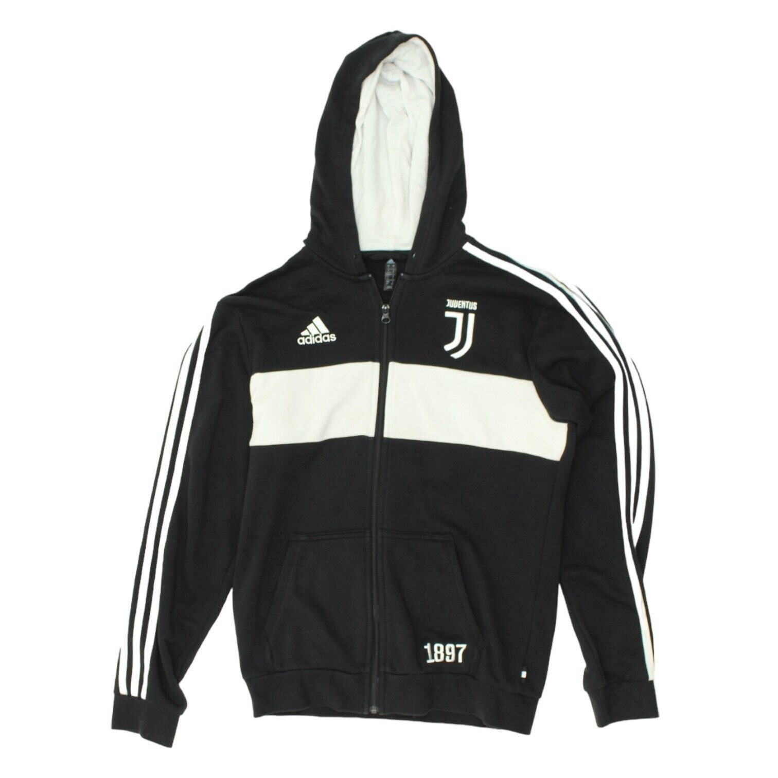 Juventus Adidas Mens Black Full Zip Hoodie Italian Football