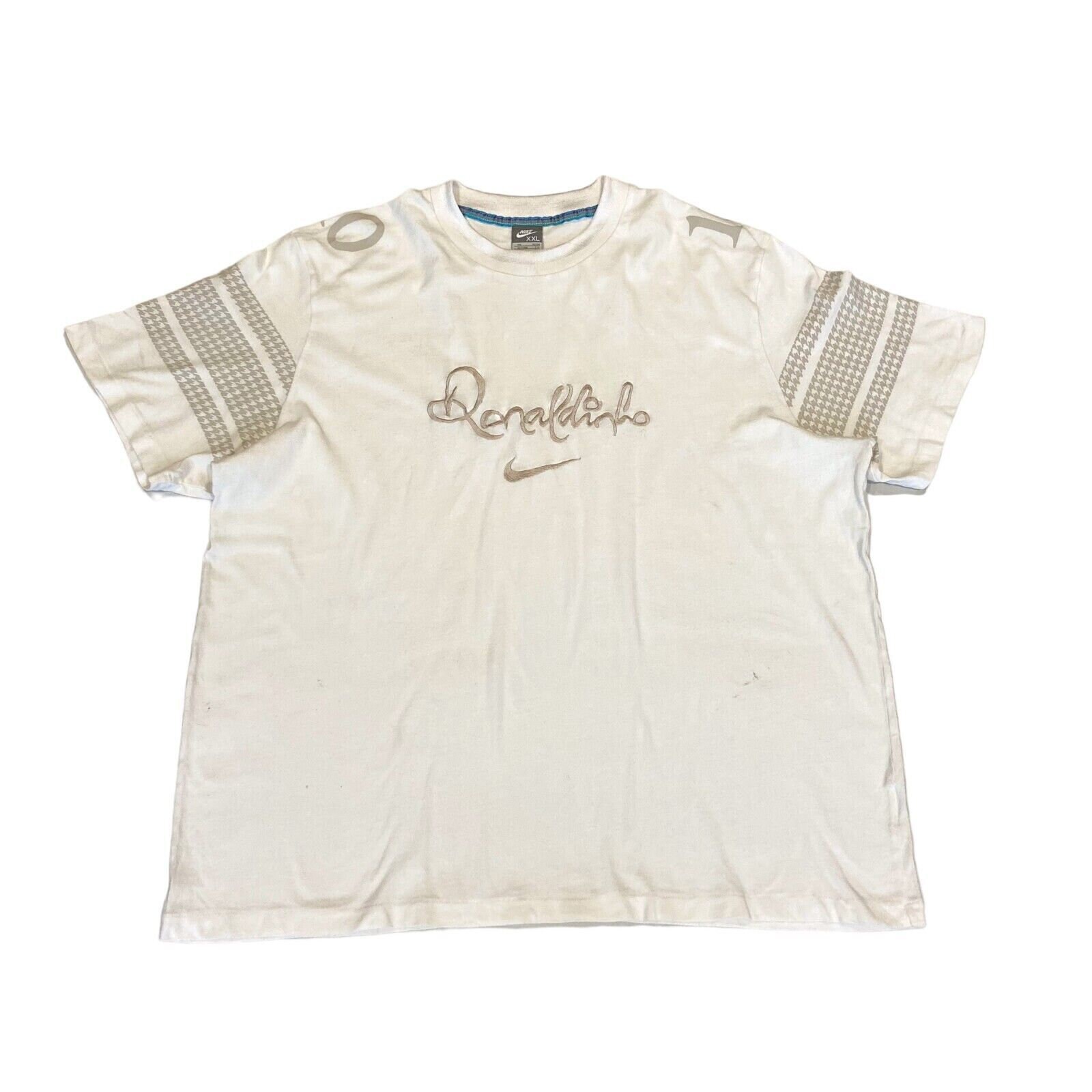 Ronaldinho R10 Nike Tshirt Vintage Football Sportswear 2XL White