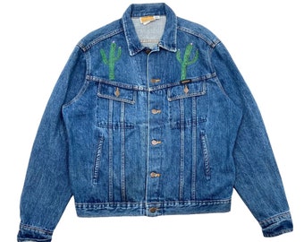 Dickies Branders Custom Drawn Art Denim Jean Jacket | Vintage 90s Designer Blue