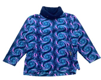 Asics Roll Neck Pullover Fleece | Vintage 90s Winter Sportswear Blue Purple VTG
