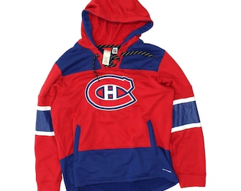Montreal Canadiens Herren Red Lace Reebok Hoodie | Sportbekleidung NHL Eishockey VTG