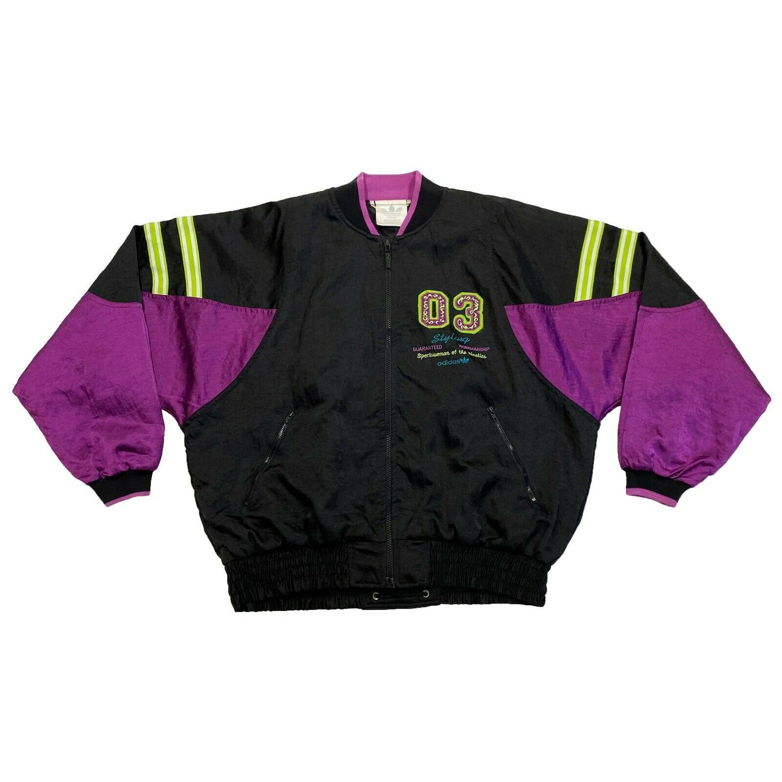 Image of Adidas Originals Womens Bomber Track Jacket | Vintage 90S Sportswear Black Vtg