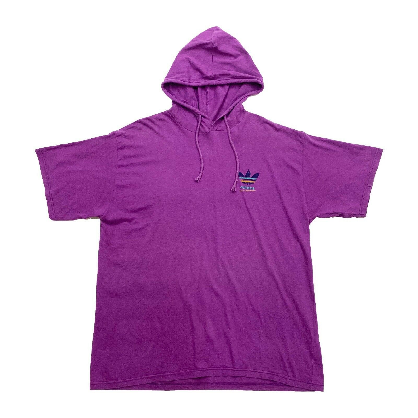 Image of Adidas Originals Logo Tshirt Hoodie | Vintage 90S Retro Sports Brand Purple Vtg