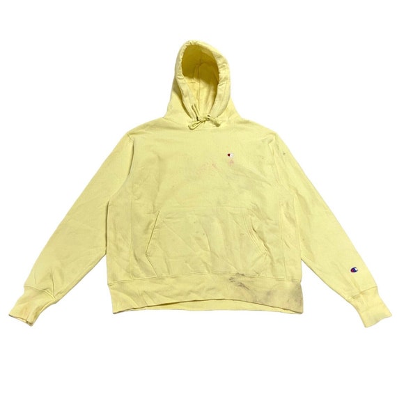 Yellow champion cheap hoodie big logo