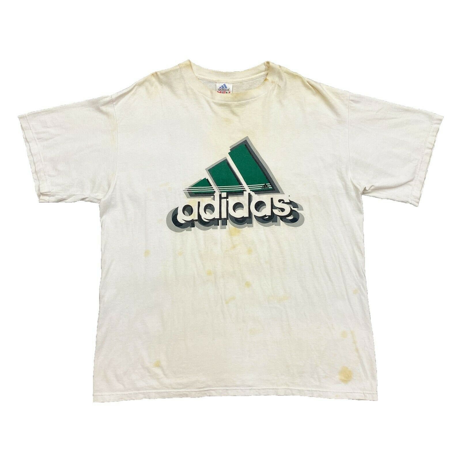 Image of Adidas Big Logo Print Tshirt | Vintage Sports Brand Street Wear White Vtg
