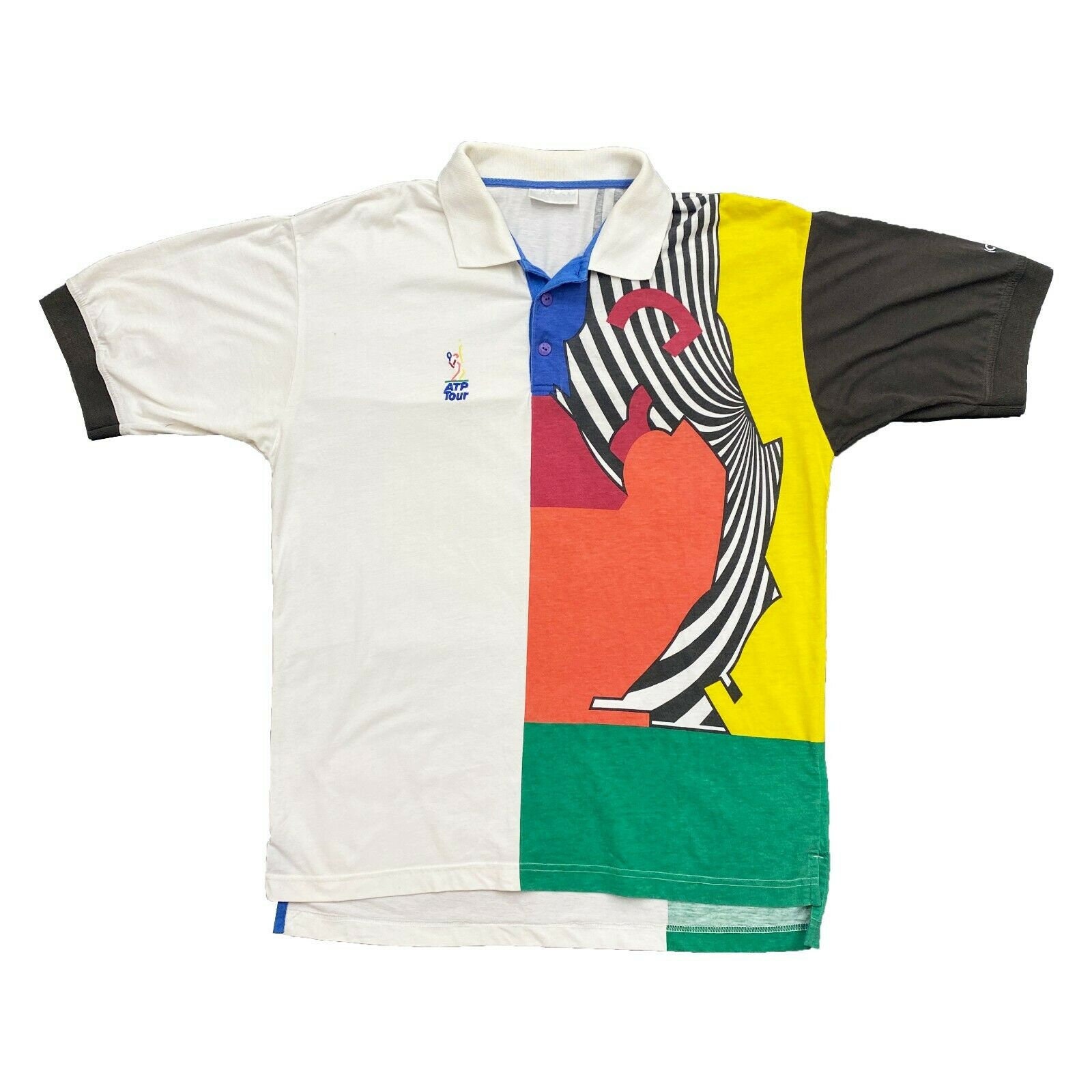 Image of Adidas Atp Tour Funky Print Polo Shirt | Vintage 90S Retro Tennis Sportswear Vtg