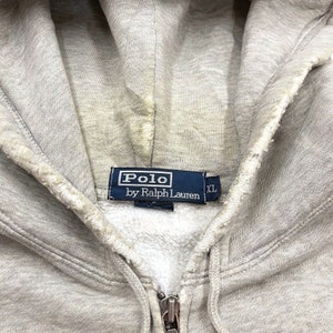 Polo von Ralph Lauren Full-Zip Hoodie Vintage 90er Jahre Designer Hoody Grau XL VTG Bild 2