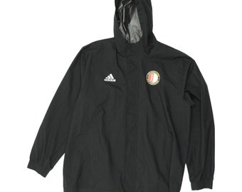 Feyenoord Adidas Mens Black Lightweight Full Zip Rain Jacket | Sportswear