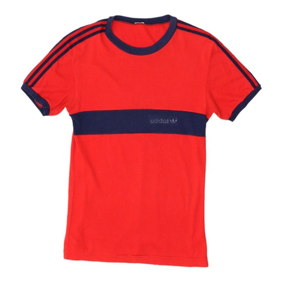 Adidas Originals Mens Red Navy Tshirt | Vintage 8… - image 1