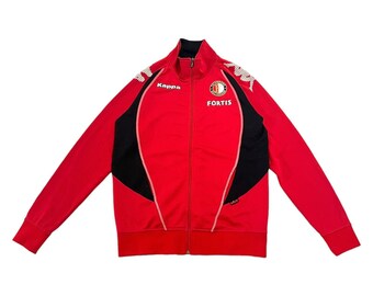 Feyenoord Kappa Track Jacket | Vintage Y2K Dutch Football Tracksuit Sports Red