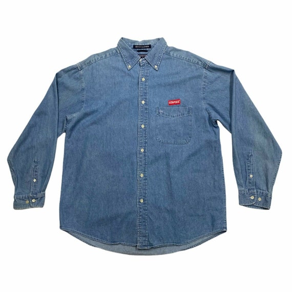 Staples Uniform Denim Shirt Vintage Stationary Office Etsy UK