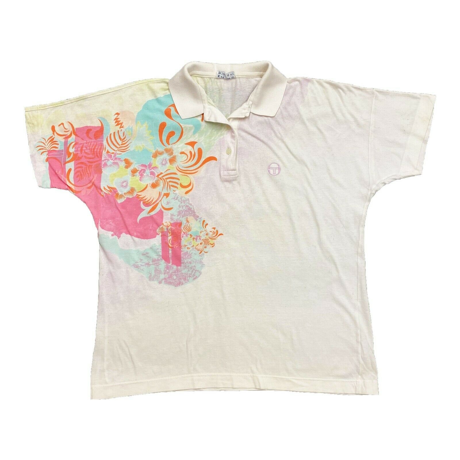 Image of Sergio Tacchini Floral Print Polo Shirt | Vintage S Designer Tennis Sportswear