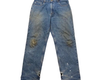Carhartt Lined Heavy Jeans | Vintage 90s Designer Workwear Blue Denim Trousers