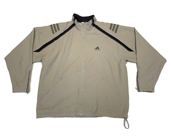 Adidas Full Zip Polyester Jacket | Vintage 90s Outdoors Sportswear Grey VTG