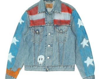 Levi's Customised Denim Jean Jacket | Vintage 90s Designer Blue Medium VTG