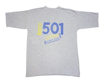 Levi's 501 Tshirt | Vintage 90s American Fashion Designer Brand USA Grey Tee