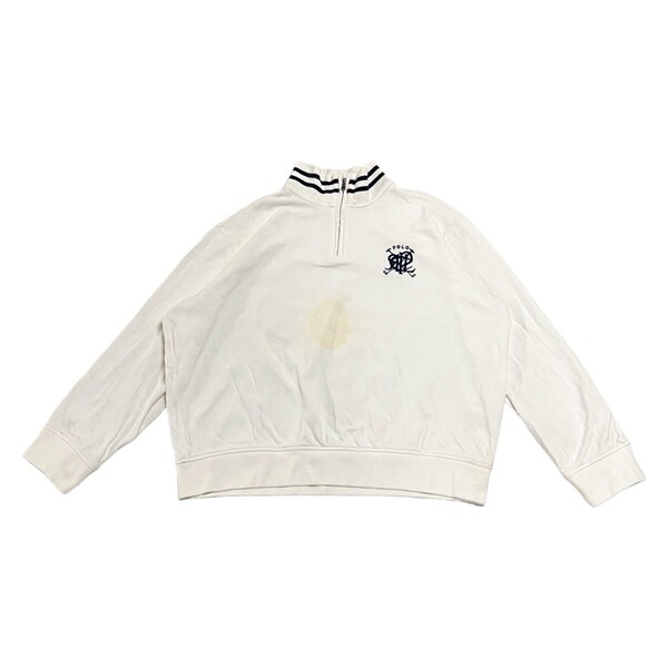 Polo Ralph Lauren Half Zip Sweat Jacket | Vintage High End Designer White VTG