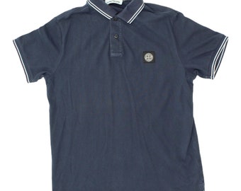 Stone Island Mens Navy Slim Fit Polo Shirt | Vintage High End Casual Designer