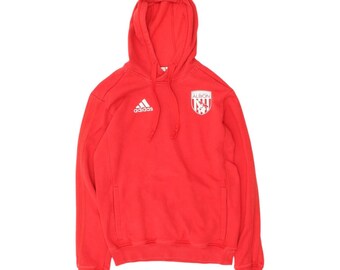 West Bromwich Albion Herren Roter Adidas Pullover Hoodie | Fußball Sport Hoody VTG