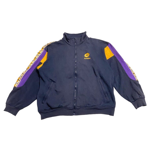 Lotto Team Logo Sweat Track Jacket / Vintage Retro Sportswear Black VTG